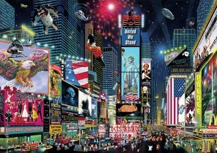 Image 1 of New York Times Square Location Themed Mega Wooden Jigsaw Puzzle 500 Pieces