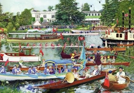 Image 1 of Queen Came To Henley Royal Themed Millenium Wooden Jigsaw Puzzle 1000 Pieces 