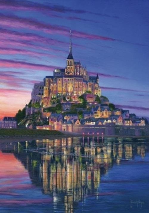 Image 1 of Mont Saint-Michel Soir Location Themed Maxi Wooden Jigsaw Puzzle 250 Pieces 