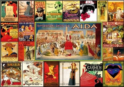 Image 1 of Vintage Opera Posters Nostalgia Themed Mega Wooden Jigsaw Puzzle 500 Pieces