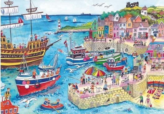 Image 1 of At The Harbour Location Themed Mega Wooden Jigsaw Puzzle 500 Pieces