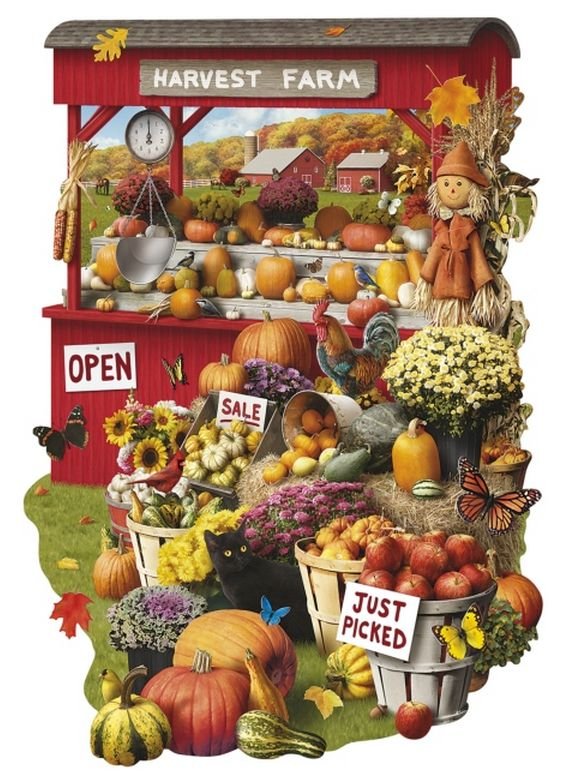 Image 1 of Harvest Farm Nostalgia Themed Maxi Wooden Jigsaw Puzzle 250 Pieces