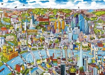 Image 1 of London Overview Location Themed Millenium Wooden Jigsaw Puzzle 1000 Pieces 