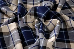 Image 1 of Comrie Navy Blue Bruichheath Dancing Tartan Wool Fabric 13oz Mediumweight