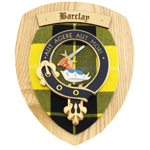 Image 2 of Barclay Clan Crest Tartan 7 x 8 Woodcarver Wooden Wall Plaque 