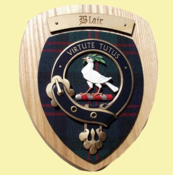 Blair Clan Crest Tartan 7 x 8 Woodcarver Wooden Wall Plaque 