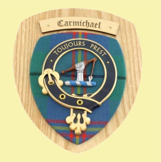 Image 0 of Carmichael Clan Crest Tartan 7 x 8 Woodcarver Wooden Wall Plaque 