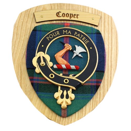 Image 2 of Cooper Clan Crest Tartan 7 x 8 Woodcarver Wooden Wall Plaque 