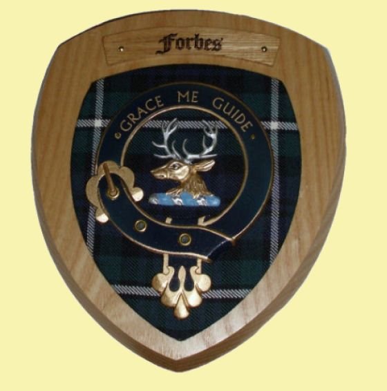 Image 0 of Forbes Clan Crest Tartan 7 x 8 Woodcarver Wooden Wall Plaque 