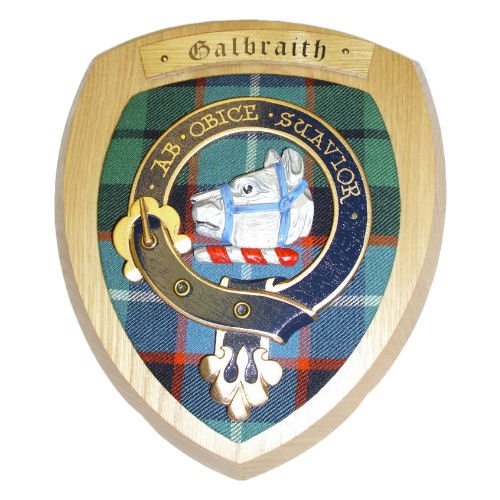 Image 2 of Galbraith Clan Crest Tartan 7 x 8 Woodcarver Wooden Wall Plaque 