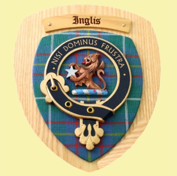 Image 0 of Inglis Clan Crest Tartan 7 x 8 Woodcarver Wooden Wall Plaque 
