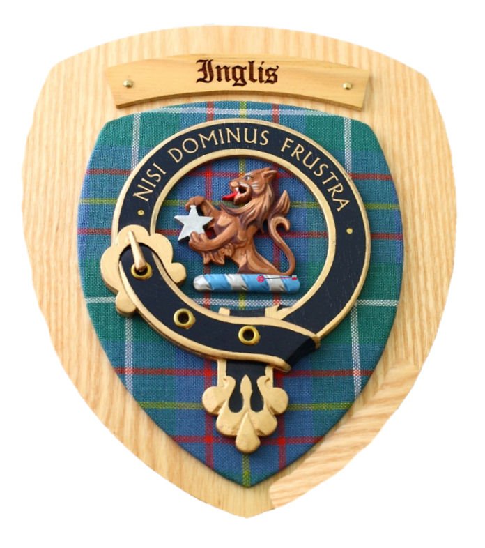 Image 2 of Inglis Clan Crest Tartan 7 x 8 Woodcarver Wooden Wall Plaque 