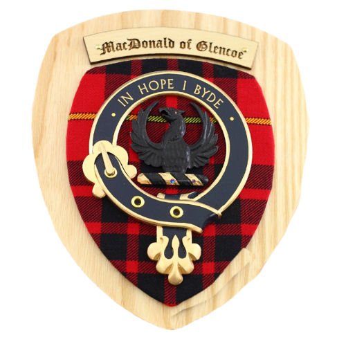 Image 2 of MacDonald Of Glencoe Clan Crest Tartan 7 x 8 Woodcarver Wooden Wall Plaque 