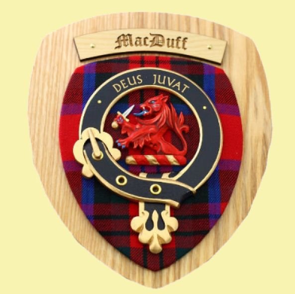 Image 0 of MacDuff Clan Crest Tartan 7 x 8 Woodcarver Wooden Wall Plaque 