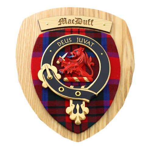 Image 2 of MacDuff Clan Crest Tartan 7 x 8 Woodcarver Wooden Wall Plaque 
