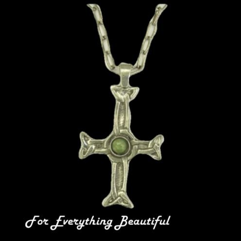 Image 0 of Iona Celtic Cross Connemara Stone Antiqued Pewter Pendant