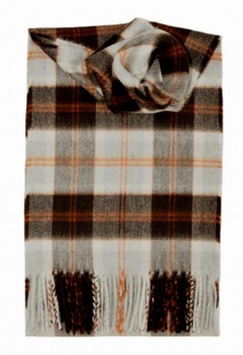Image 1 of Bannockbane Grey Tartan Cashmere Fringed Scarf