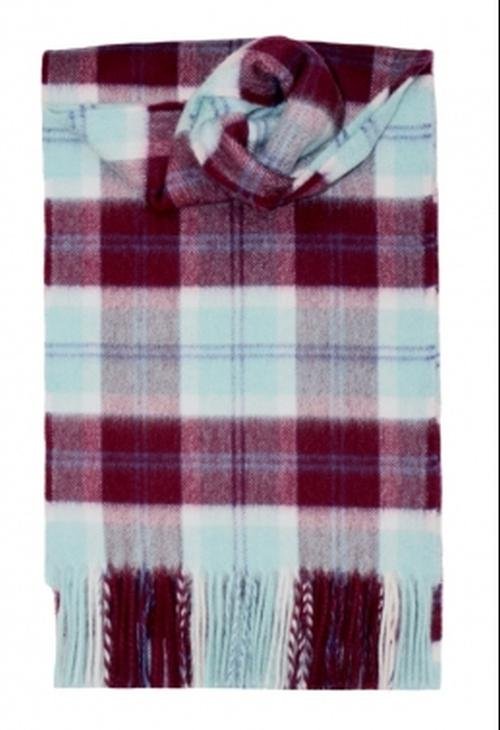 Image 1 of Bannockbane Duckegg Tartan Cashmere Fringed Scarf