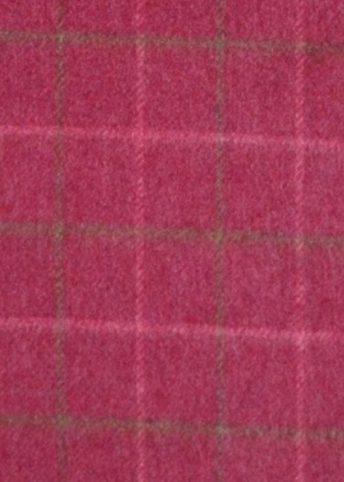 Image 2 of Dark Pink Windowpane Luxury Tartan Cashmere Fringed Scarf