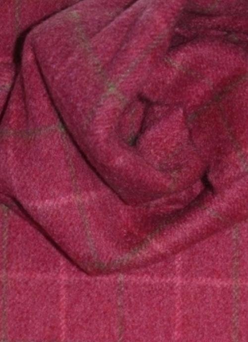 Image 3 of Dark Pink Windowpane Luxury Tartan Cashmere Fringed Scarf