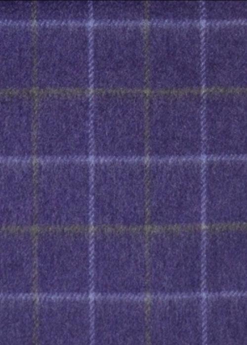 Image 2 of Dark Purple Windowpane Luxury Tartan Cashmere Fringed Scarf