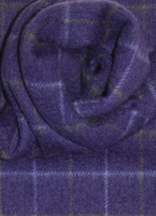 Image 3 of Dark Purple Windowpane Luxury Tartan Cashmere Fringed Scarf