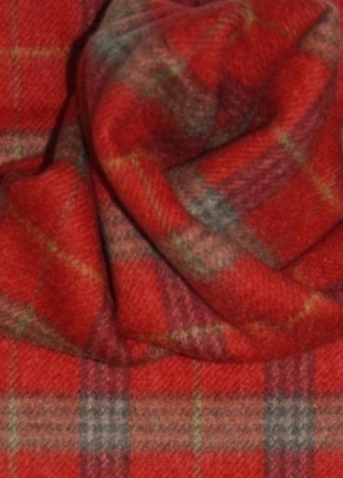 Image 3 of Red Check Luxury Tartan Cashmere Fringed Scarf