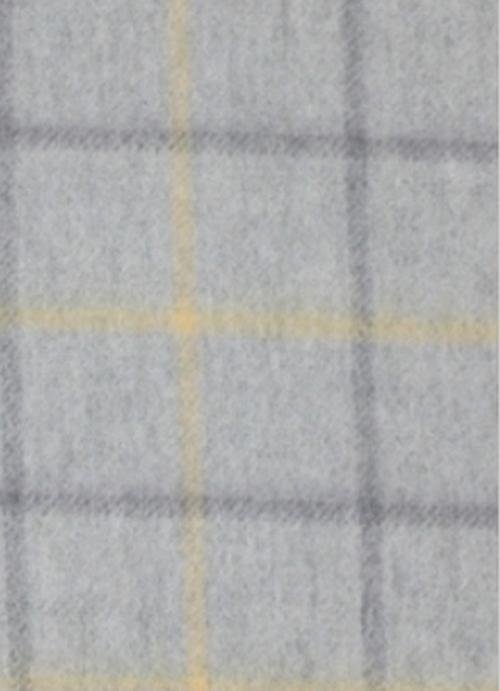 Image 2 of Grey Windowpane Luxury Tartan Cashmere Fringed Scarf