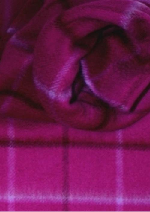 Image 3 of Bright Purple Windowpane Luxury Tartan Cashmere Fringed Scarf