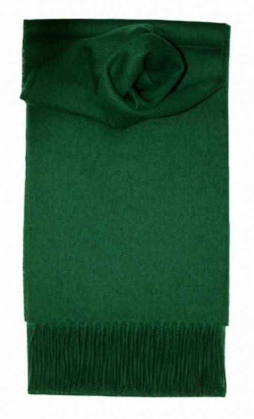 Image 1 of Bottle Green Solid Lambswool Fringed Scarf