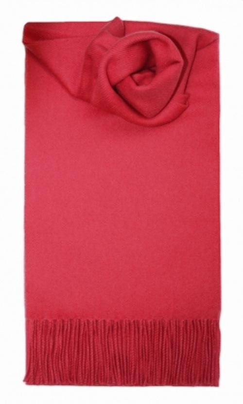 Image 1 of Bright Pink Solid Lambswool Fringed Scarf