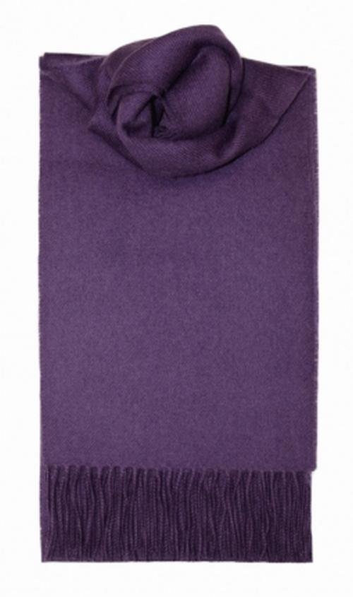 Image 1 of Dark Purple Solid Lambswool Fringed Scarf