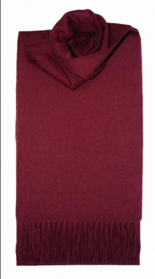 Image 1 of Burgundy Wine Solid Lambswool Fringed Scarf