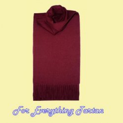 Burgundy Wine Solid Lambswool Fringed Scarf