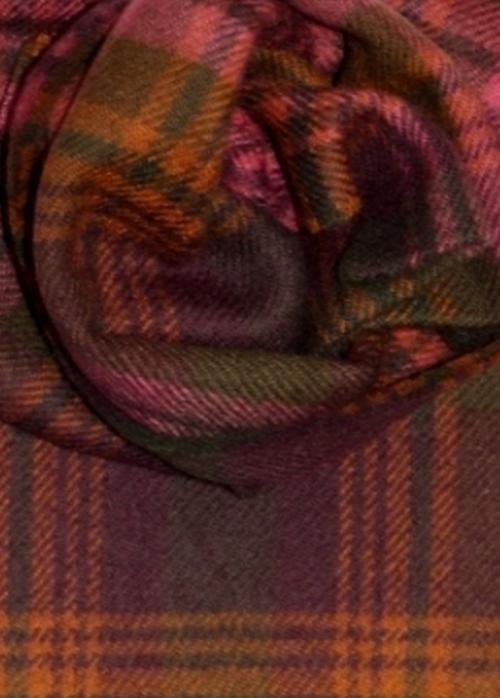 Image 3 of Carrick Check Tartan Lambswool Fringed Scarf