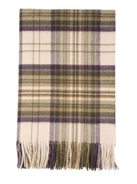 Image 1 of Cream Antique Luxury Tartan Cashmere Blanket Throw