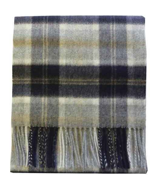 Image 1 of Bannockbane Silver Tartan Cashmere Fringed Scarf