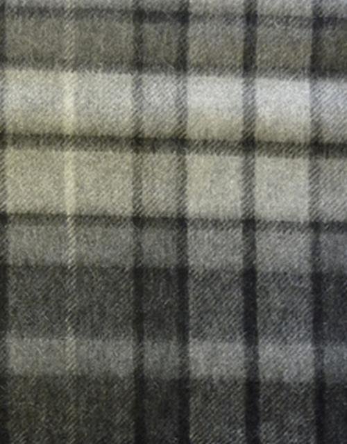 Image 2 of Buchanan Grey Tartan Cashmere Fringed Scarf