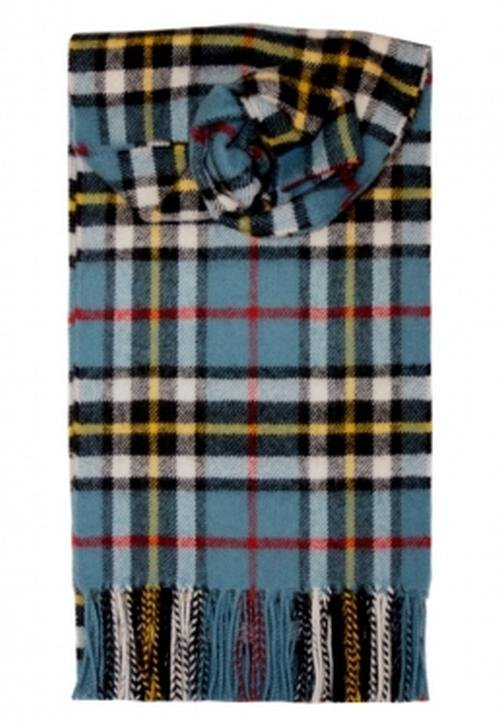 Image 1 of Thomson Blue Clan Tartan Lambswool Fringed Scarf