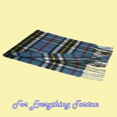 Image 4 of Thomson Blue Clan Tartan Lambswool Fringed Scarf