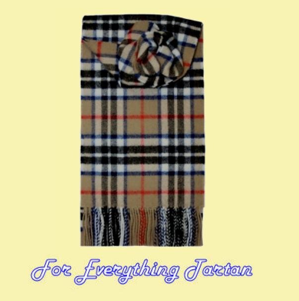 Image 0 of Thomson Camel Clan Tartan Lambswool Fringed Scarf