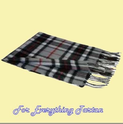 Image 4 of Thomson Grey Clan Tartan Lambswool Fringed Scarf