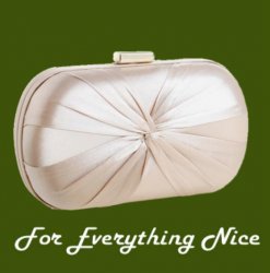 Champagne Pleated Satin Oval Couture Minaudiere Evening Bag Bridal Purse