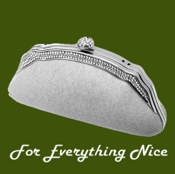 Image 0 of Silver Crystal Bejeweled Minaudiere Evening Bag Bridal Purse