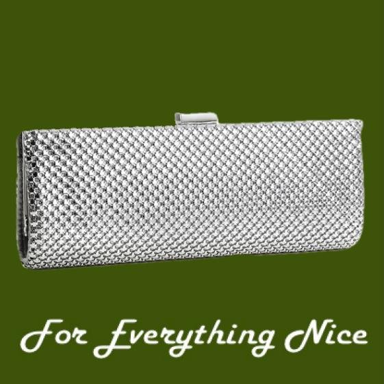 Image 0 of Shimmering Silver Metallic Mesh Evening Bag Bridal Purse