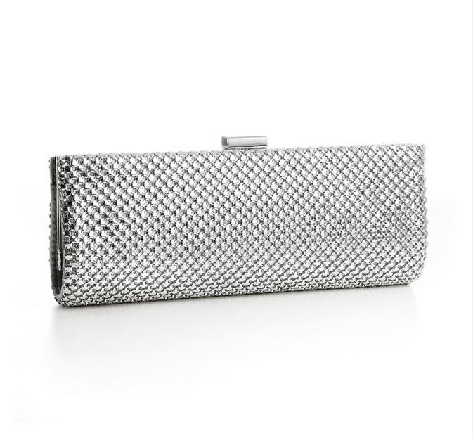 Image 1 of Shimmering Silver Metallic Mesh Evening Bag Bridal Purse