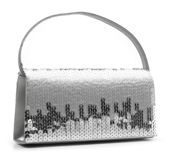 Image 3 of Shimmering Silver Metallic Sequined Evening Bag Bridal Purse