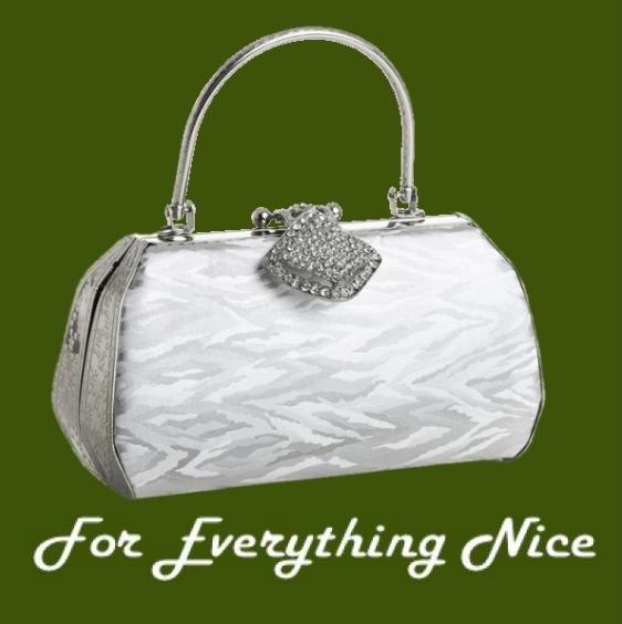 Image 0 of Silver Textured Satin Crystal Bejeweled Minaudiere Evening Bag Bridal Purse