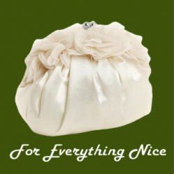 Ivory Satin Puff Chiffon Ruffles Evening Bag Bridal Purse
