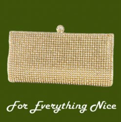 Shimmering Gold Bezel Crystal Bejeweled Evening Bag Bridal Purse